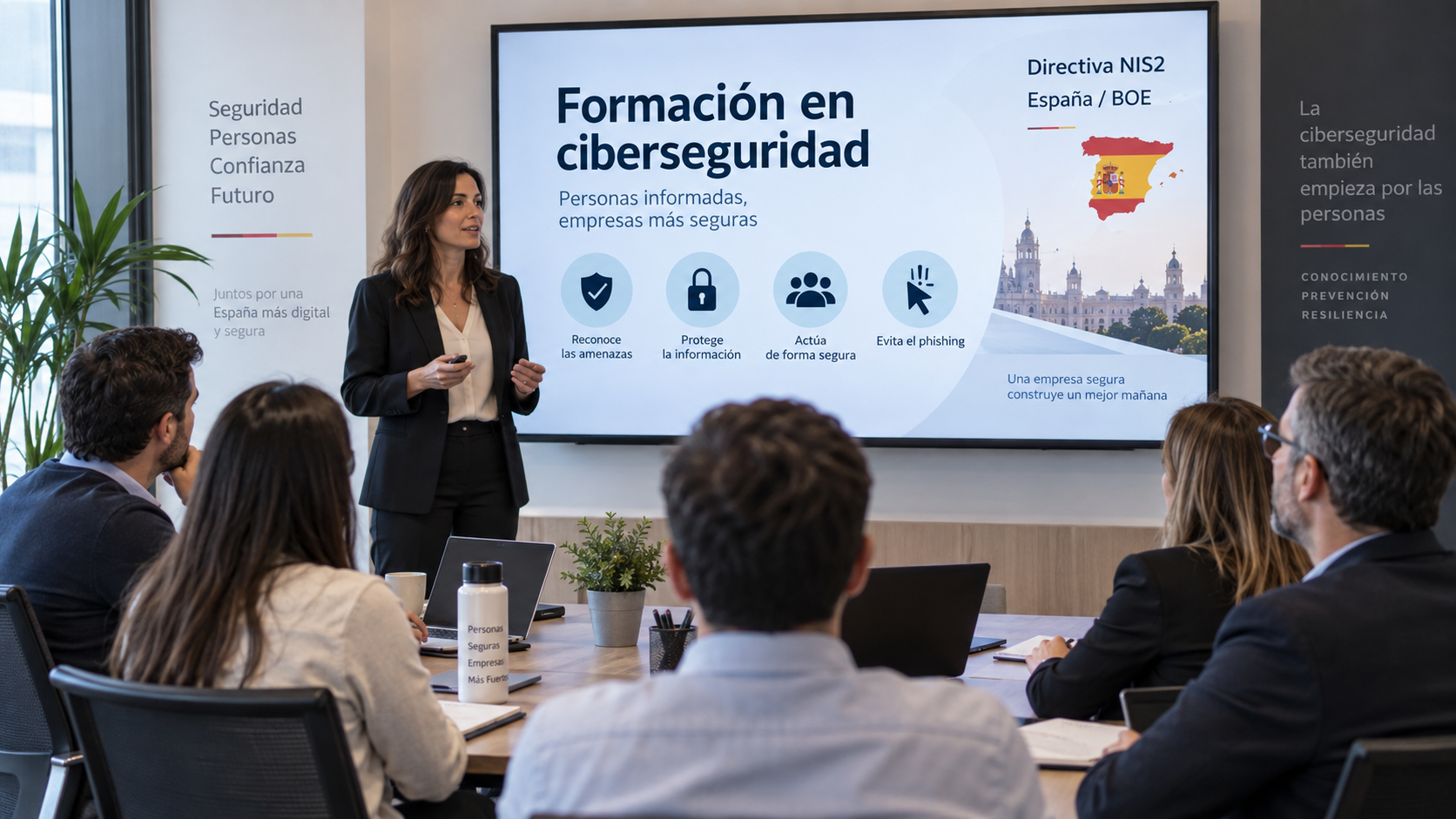 Sesión de formación en ciberseguridad para empleados de una empresa